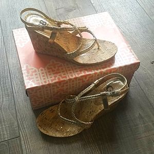 Gianni Bini Gold Wedge Sandals